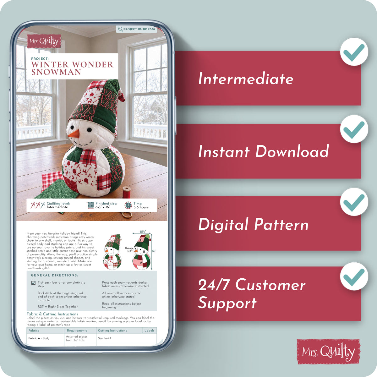 Winter Wonder Snowman Digital PDF Pattern