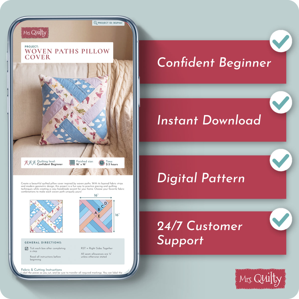 Woven Paths Pillow Cover Digital PDF Pattern