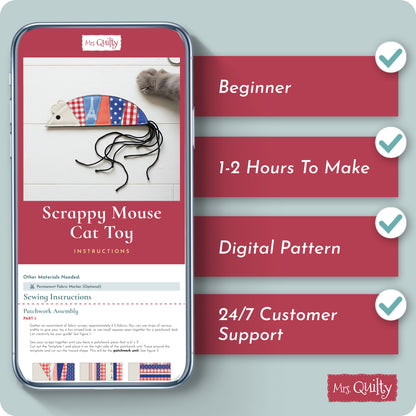 Scrappy Mouse Cat Toy Digital PDF Pattern