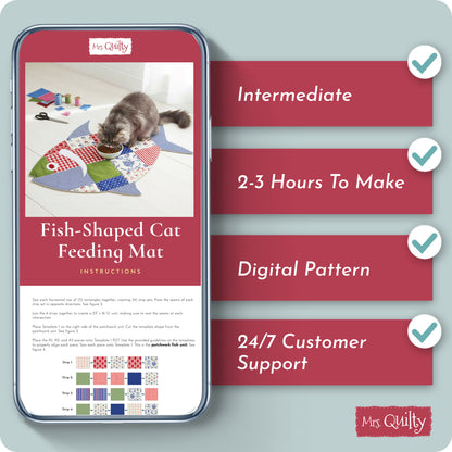 Fish-Shaped Cat Feeding Mat Digital PDF Pattern
