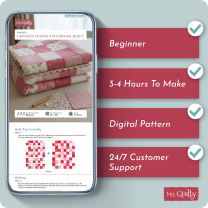 Crochet Fusion Patchwork Quilt Digital PDF Pattern