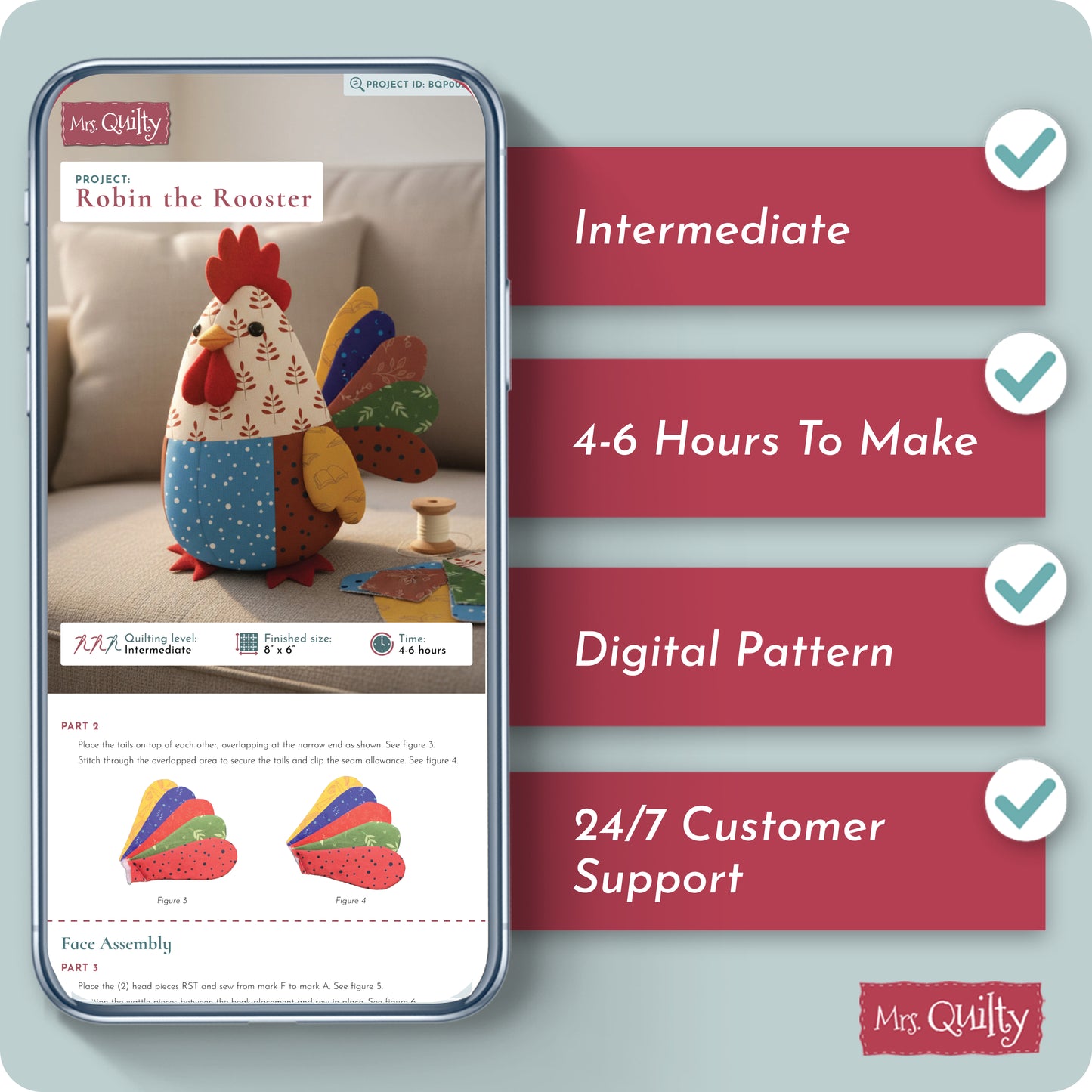 Robin the Rooster Digital PDF Pattern