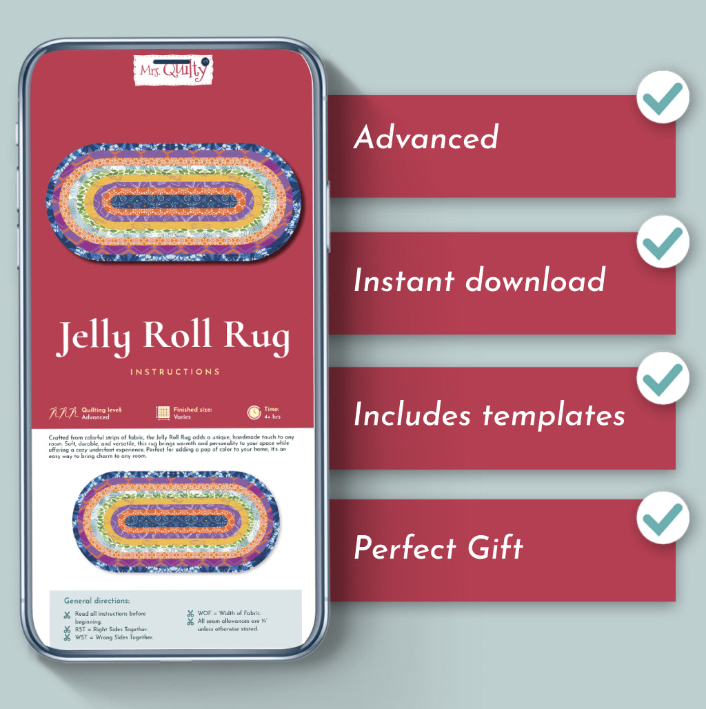 Mrs. Quilty: Jelly Roll Rug - Unique Quilted Rug!