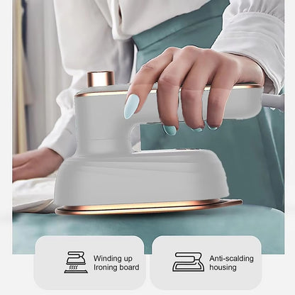 white mini ironing machine features