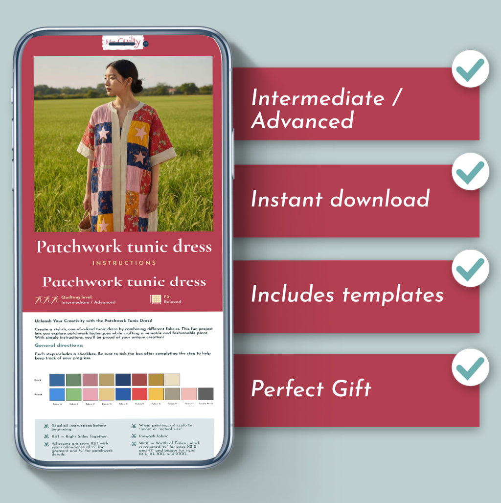 Patchwork Tunic Dress Downloadable PDF Quilt Pattern