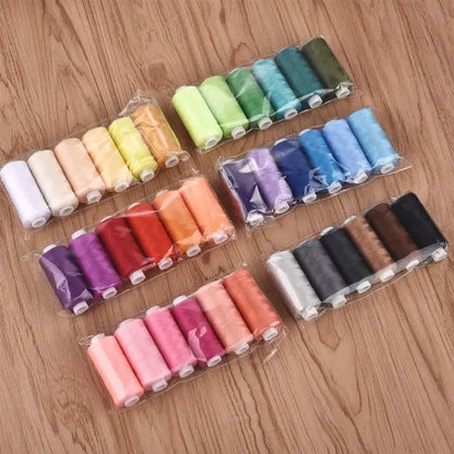 Multicolor Polyester Sewing Thread Roll 6 Colors Set