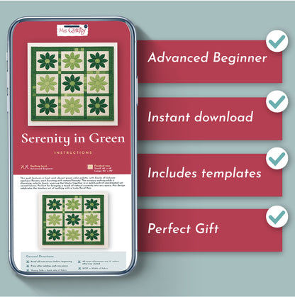 Serenity in Green Downloadable PDF Quilt Pattern