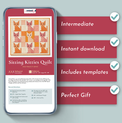 Sitting Kitties Quilt Downloadable PDF Quilt Pattern