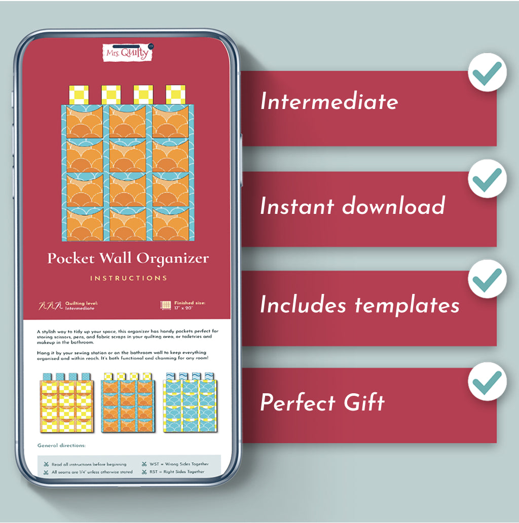 Wall Hanging Organizer Quilt Downloadable PDF Quilt Pattern