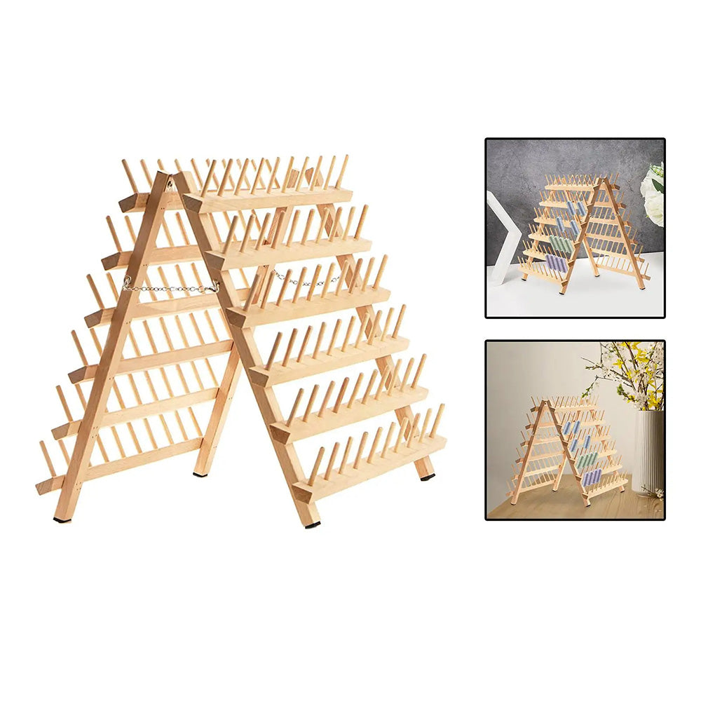 2-Pack Wood Thread Racks - Holds 66 Spools Total, Freestanding Or Wall Mount Storage