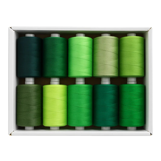 30wt 1000yd Green Gradient - 100% Polyester Thread 10 Pack