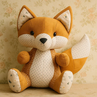 Freya the Fox Downloadable PDF Quilt Pattern features a charming fox with large ears, bushy tail, and button eyes—perfect for creating a whimsical woodland quilt for any nursery or as a delightful handmade gift.
