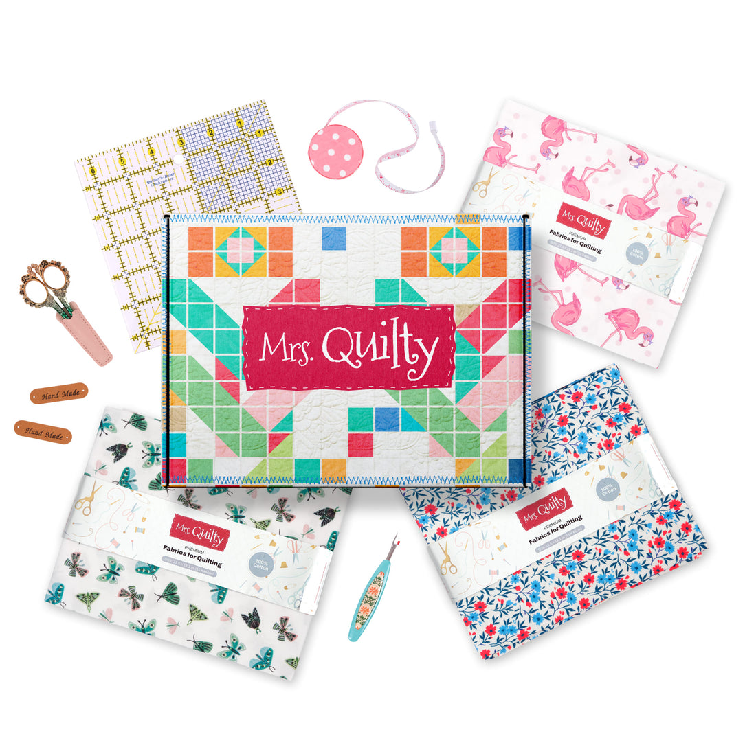 Quilting Kit Box – Fabric, Patterns & Sewing Tools | Mrs Quilty