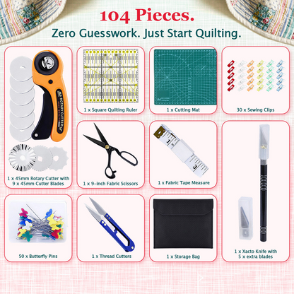 104-Piece Quilting Set: Perfect for Beginners