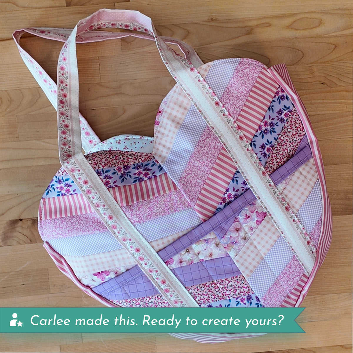 Patchwork Heart Tote bag Digital PDF Pattern